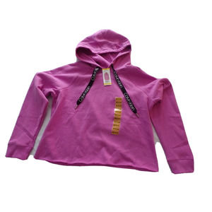 Calvin Klein Women's Hood Sweatshirt Medium Cropped Pink NWT